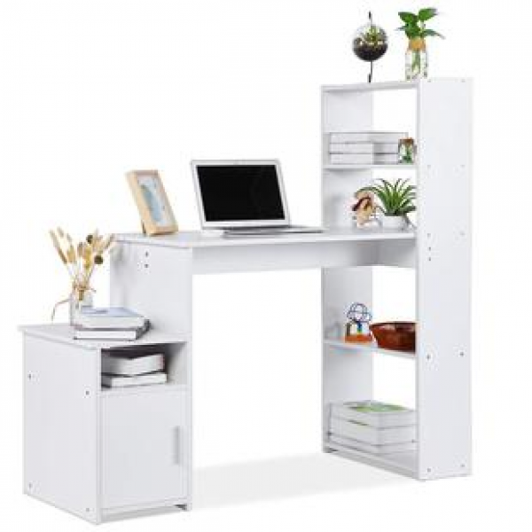 Computer desktop desk, corner desk, bookshelf combination, simple home bedroom, student study desk, writing desk