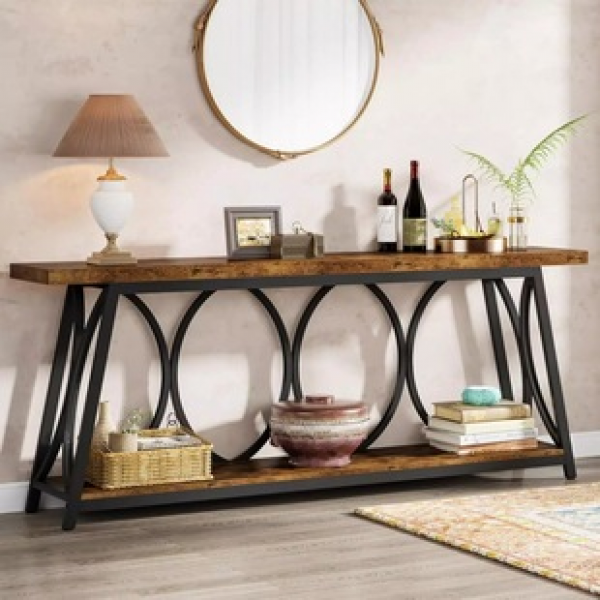 American style solid wood entrance storage table, bedroom retro side table, living room shelf, entrance cabinet, Nordic iron balcony table