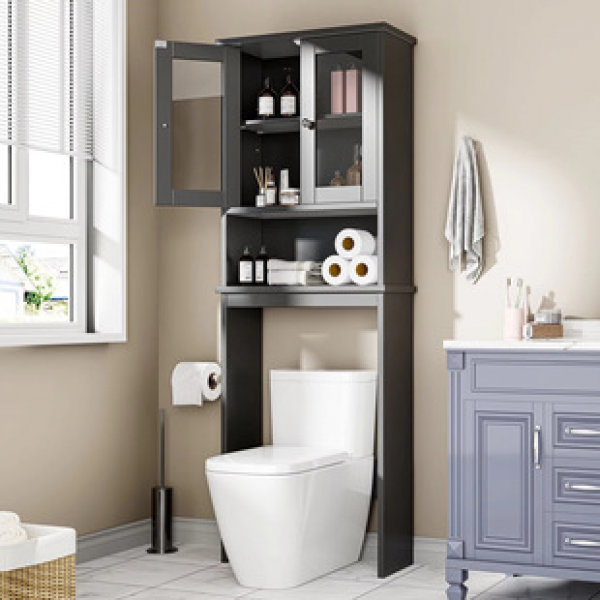 Toilet floor storage rack, non perforated bathroom toilet cabinet, multi-layer waterproof storage cabinet, bathroom storage cabinet