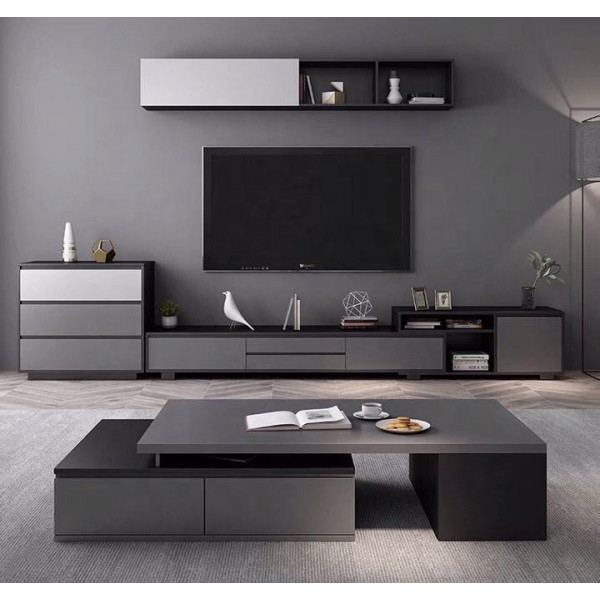 Wooden Marble Living Room Home Furniture Set Luxury Tv Unit White Tv Stand Side Center Coffee Table
