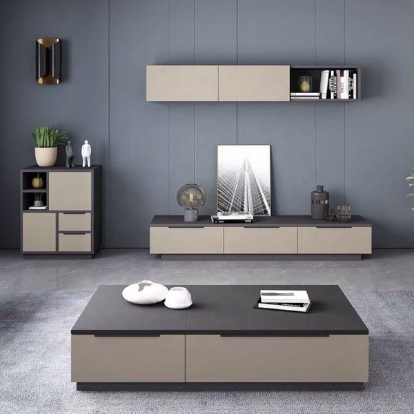 Wooden Marble Living Room Home Furniture Set Luxury Tv Unit White Tv Stand Side Center Coffee Table