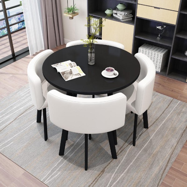 Luxury Modern Dining Room Furniture Set Includes Rounded Wooden Coffee Table 4 Chairs Durable Steel Home Outdoor Bar Hotel Use