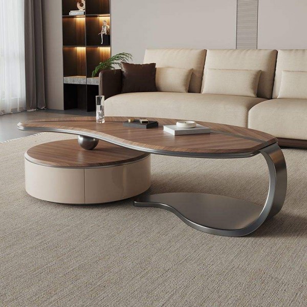 Modern Luxury Living Room Furniture Set New Chinese Solid Wood Special-Shaped Leaf Coffee Table with TV Cabinet Combination