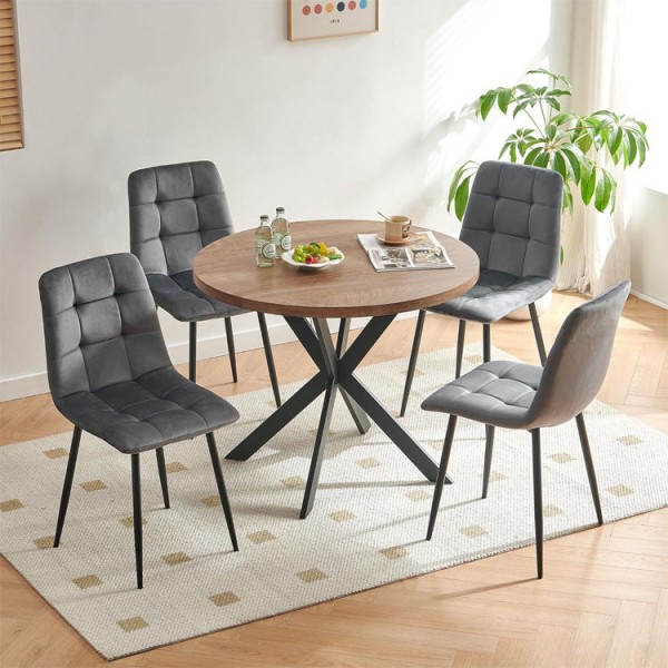 Modern Luxury Restaurant Kitchen Dining Room Furniture Metal Frame Nordic Upholstered Velvet Fabric Dining Chairs for Table