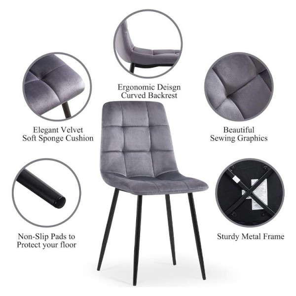 Modern Luxury Restaurant Kitchen Dining Room Furniture Metal Frame Nordic Upholstered Velvet Fabric Dining Chairs for Table