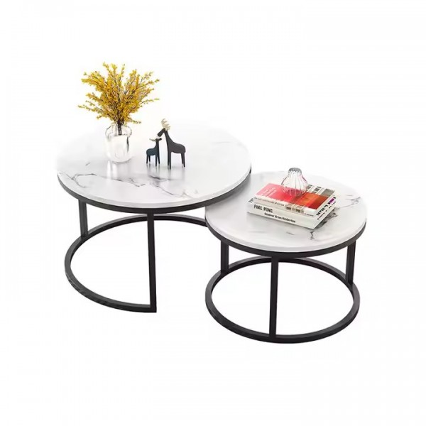 Wood Various Material Top Marble Texture Wrought Iron Minimalist Office Home Living Room Furniture Luxury Coffee Table