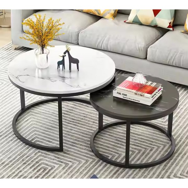 Wood Various Material Top Marble Texture Wrought Iron Minimalist Office Home Living Room Furniture Luxury Coffee Table