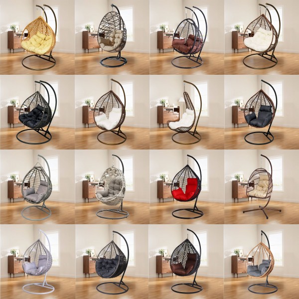 Wholesale Custom High Quality Durable Foldable Outdoor Garden Patio Balcony Furniture Rattan Hammock Hanging Double Seat Chair