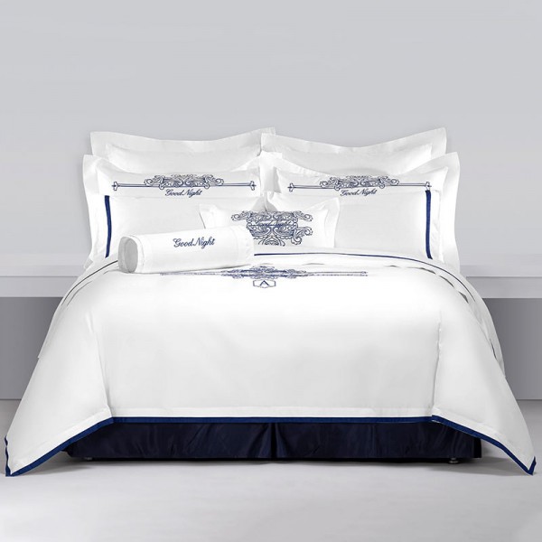 High-end four-piece hotel bedding set 100% cotton king-size embroidered duvet cover with pillowcases