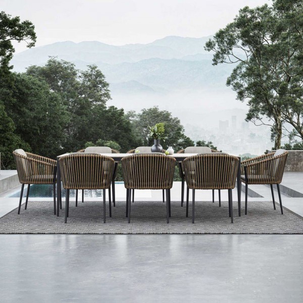 Modern Aluminium Rattan Bar Set Outdoor Seating Furniture 4 Seats Patio Lounge Garden Table and Chairs
