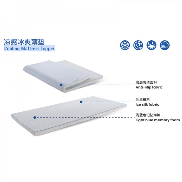 Memory foam thin pad cooling mattress topper