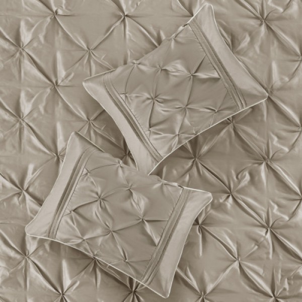7 Piece Tufted Comforter Set Taupe King