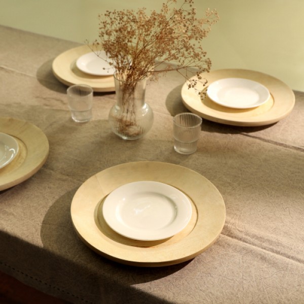 Handcrafted 13" Wood Charger Plate - Wooden Dinning Placemat - Artisan Wood Tableware