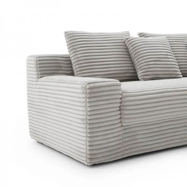 69"3 in 1 Convertible Queen Sleeper Sofa Bed, Modern Fabric Loveseat Futon Sofa Couch w/Pullout Bed, Small Love Seat Lounge Sofa w/Reclining Backrest, Furniture for Living Room, White Gray