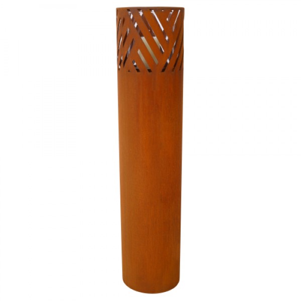 Lantern Column, Set of 2, Decorative Column for Garden in Rust Industrial Design, Lantern for Outdoor and Indoor, Lantern Including Candles, Oriental, 37 1/2+ 29 1/2 in
