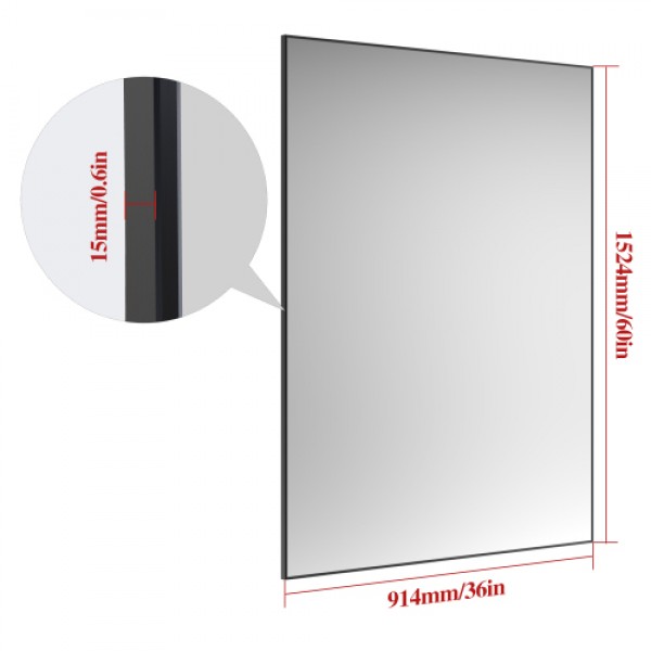 60"x36" Oversized Modern Rectangle Bathroom Mirror with Balck Frame Decorative Large Wall Mirrors for Bathroom Living Room Bedroom Vertical or Horizontal Wall Mounted mirror with Aluminum Frame 