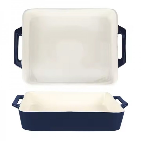 Custom Kitchen Bakeware Set Rectangular Casserole Stoneware Baking Tray Oven Ceramic Baking Dishes